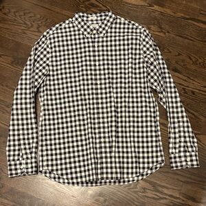 J. Crew Navy and White Plaid Button Down Shirt